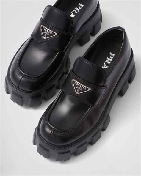 prada brushed leather loafers womens